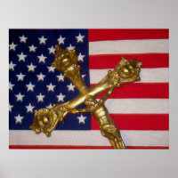 Poster de la bandera de los Estados Unidos Crucifi