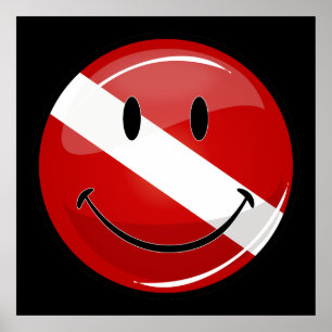 Póster Poster de la bandera del buzo brillante redondeado