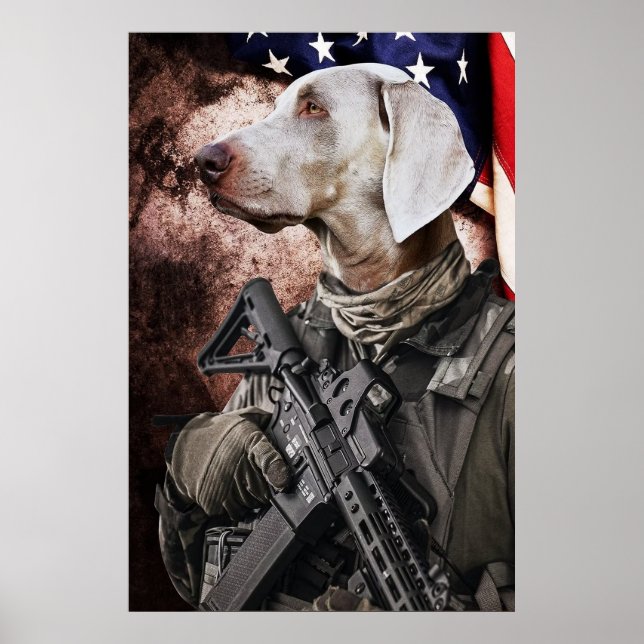 Póster Poster de la bandera estadounidense del perro (Frente)
