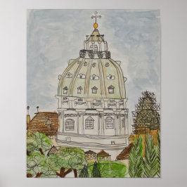 Póster Poster de la Basílica de San Pedro en Roma, Italia