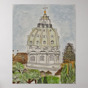 Póster Poster de la basílica de San Pedro en Roma, Italia