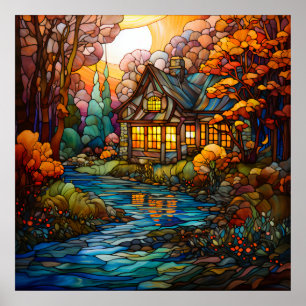 Póster Poster de la cabaña de otoño