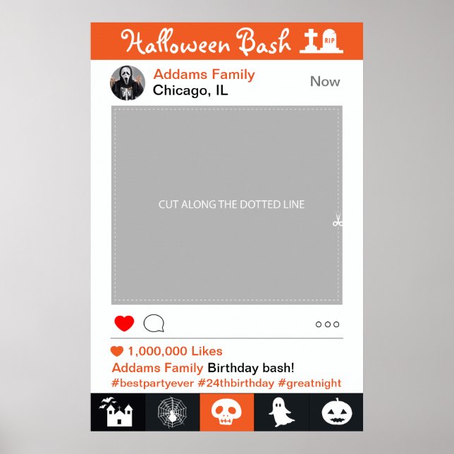 Póster Poster de la cabina de fotos del Fiesta del marco  (Frente)