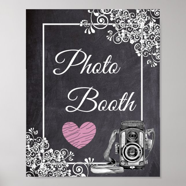 Póster Poster de la caja de fotos de Chalkboard Look Boda (Frente)