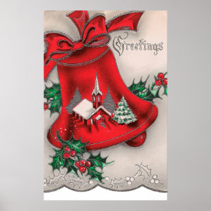 Póster poster de la campana de iglesia del navidad del