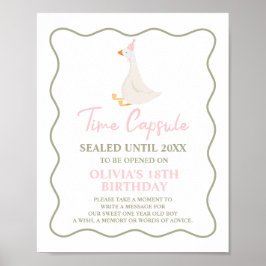 Póster Poster de la cápsula de cumpleaños 1 rosa y ganso