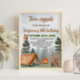 Póster Poster de la cápsula de tiempo de camping Woodland
