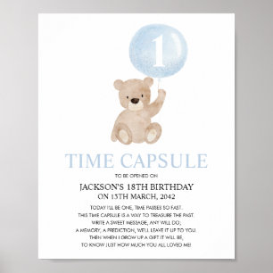Póster Poster de la cápsula del oso azul de primer cumple