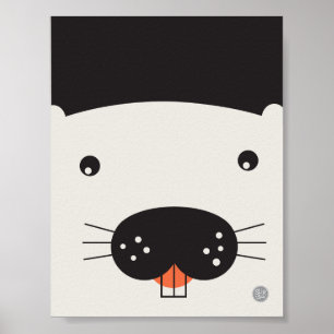 Póster Poster de la cara del castor - 11" x 8,5"