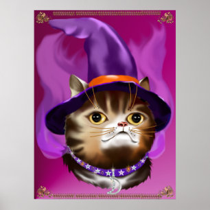 Póster Poster de la cara del gato de bruja
