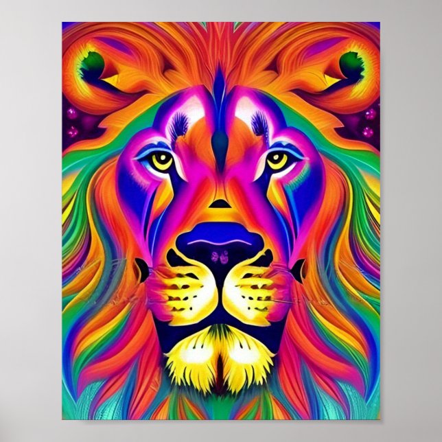Póster poster de la cara del león (Frente)