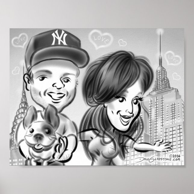 Póster Poster de la Caricatura de los amantes del perro d (Frente)