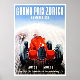 Póster poster de la Carreras del Gran Premio de Zúrich de