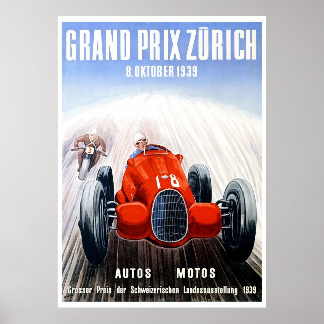 Póster poster de la Carreras del Gran Premio de Zúrich de (Frente)