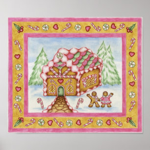 Póster Poster de la casa del corazón del pan de jengibre