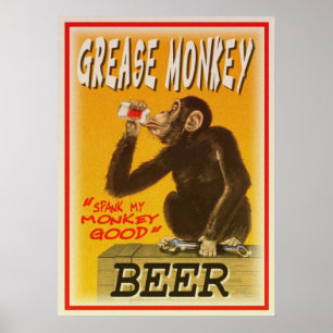 Póster poster de la cerveza del mono de grasa
