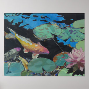 Póster Poster de la charca de Koi