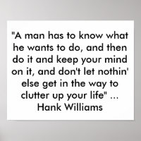 Poster de la Cita de Hank Williams "Un hombre tien