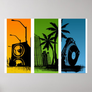 Póster Poster de la ciudad de la placa giratoria de