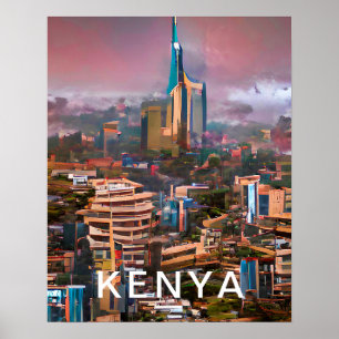 Póster Poster de la ciudad de viajes de Nairobi de Kenya