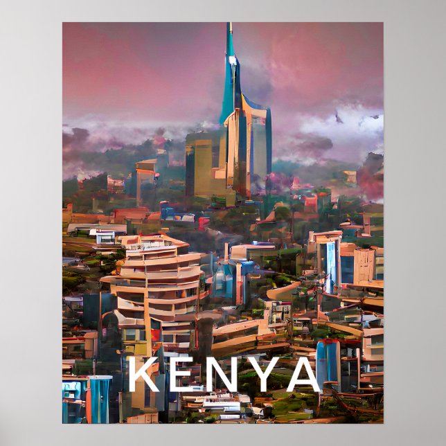 Póster Poster de la ciudad de viajes de Nairobi de Kenya (Frente)
