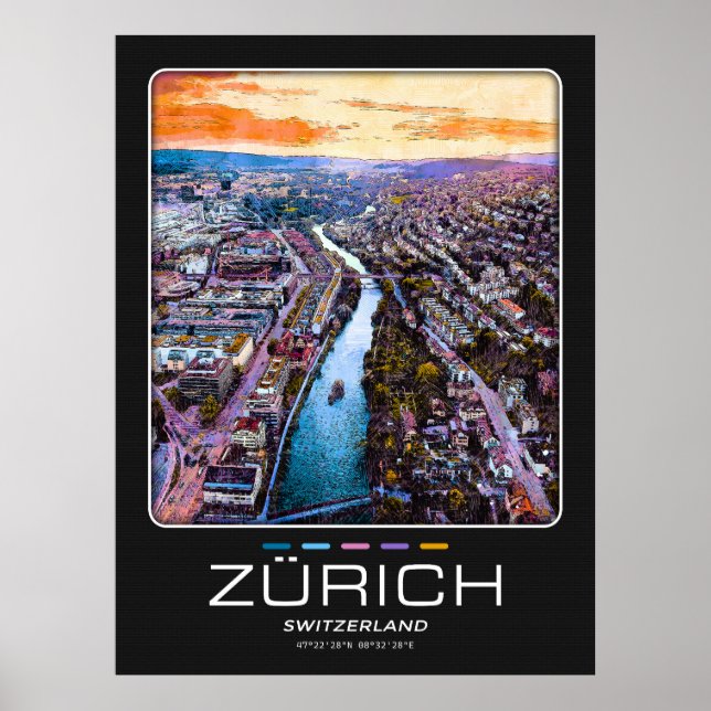 Póster Poster de la ciudad de Zurich (Frente)