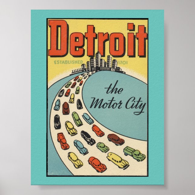 Póster Poster de la ciudad motriz de Detroit (Frente)