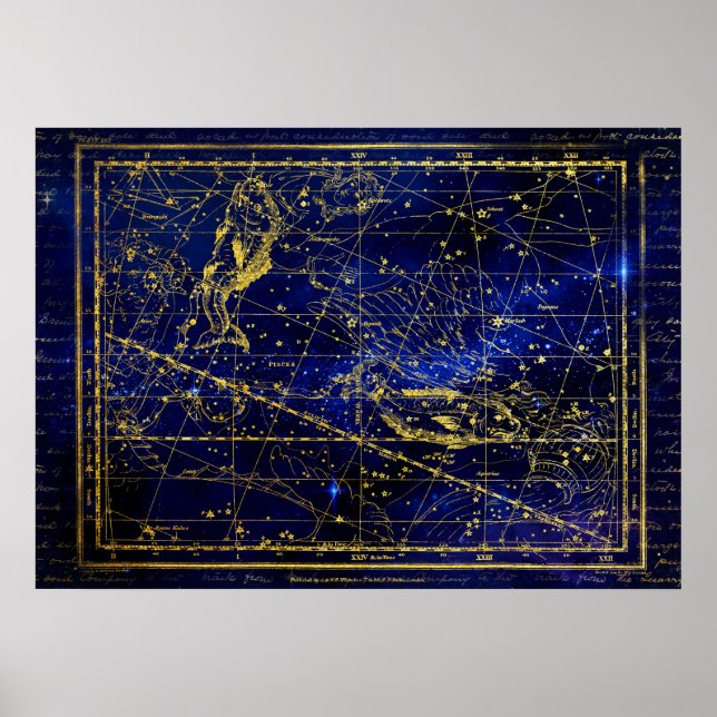 Póster poster de la constelación de pisces (Frente)