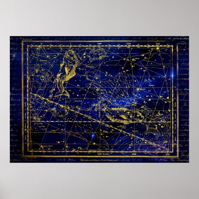 Póster poster de la constelación de pisces (Frente)