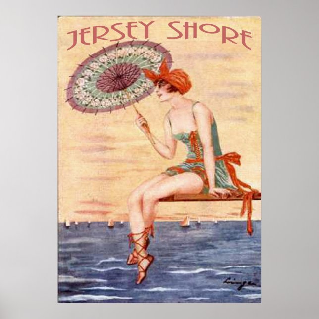 Póster Poster de la costa de la vieja Jersey (Frente)