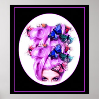 Póster Poster de la dama de mariposa del pelo púrpura/Imp