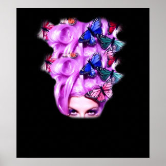Póster Poster de la dama de mariposa del pelo púrpura/Imp