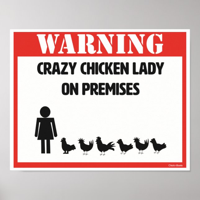 Póster Poster de la dama de pollo loca (Frente)