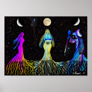 Póster Poster de la diosa de la luna triple