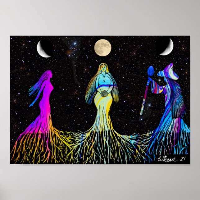 Póster Poster de la diosa de la luna triple (Frente)