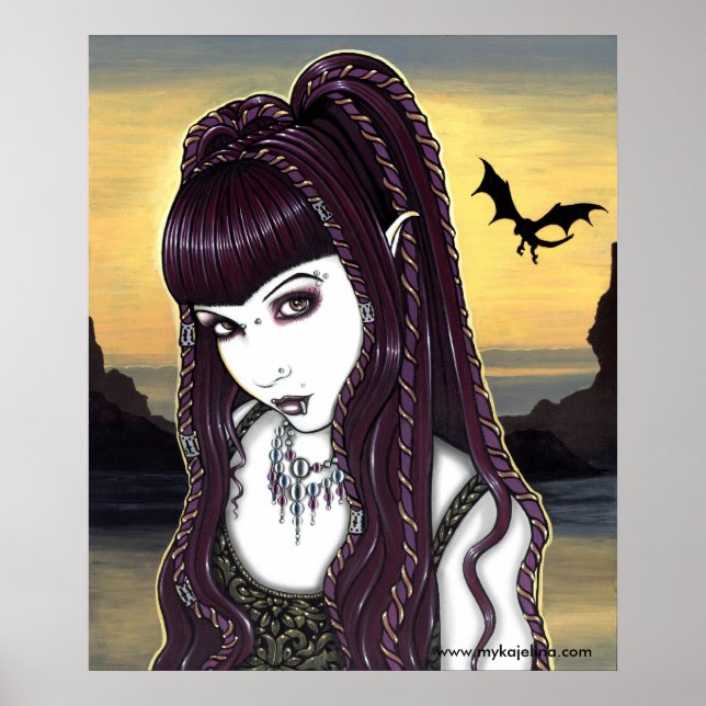 Póster Poster de la diosa del dragón gótico Katana (Frente)