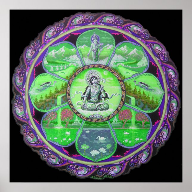 Póster Poster de la diosa Green Tara Mandala (Frente)