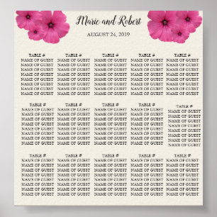 Póster Poster de la disposición de asientos florales rosa