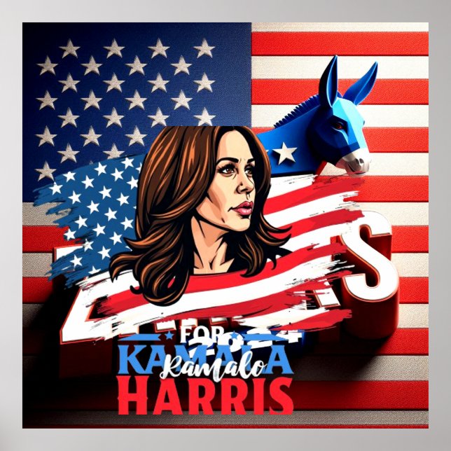 Póster Poster de la elección presidencial HARRIS WALZ 202 (Frente)