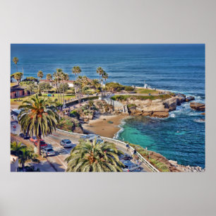 Póster Poster de la ensenada de La Jolla de San Diego