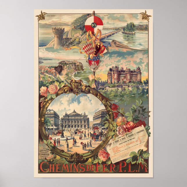 Póster Poster de la época de Chemins de Fer P.L.M. France (Frente)