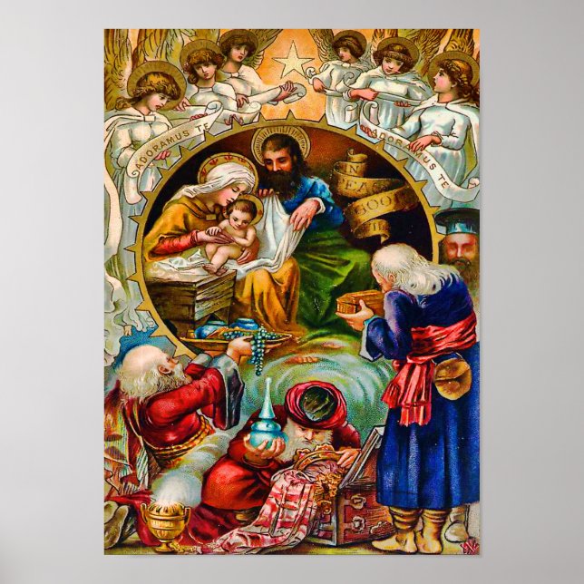 Póster Poster de la escena de la natividad inspiradora (Frente)