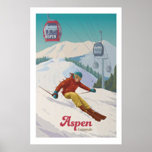 Póster Poster de la estación de esquí de Aspen Colorado