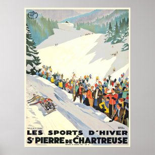 Póster Poster de la estación de esquí Vintage de Suiza