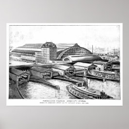 Póster POSTER de la estación NJ de PRR Jersey City 1893