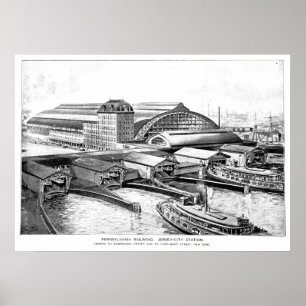 Póster POSTER de la estación NJ de PRR Jersey City 1893