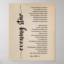 Poster de la estrella de la noche Edgar Allan Poe 
