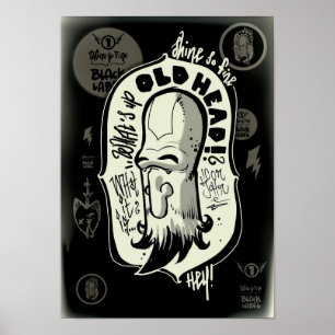 Póster Poster de la etiqueta del negro de Juan del icono