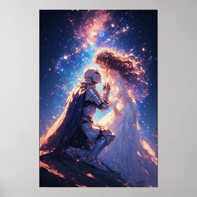 Póster Poster de la fantasía de Knight y Princesa (Frente)