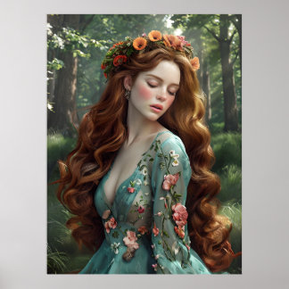 Póster Poster de la Fantasía de la Princesa Forestal - Re